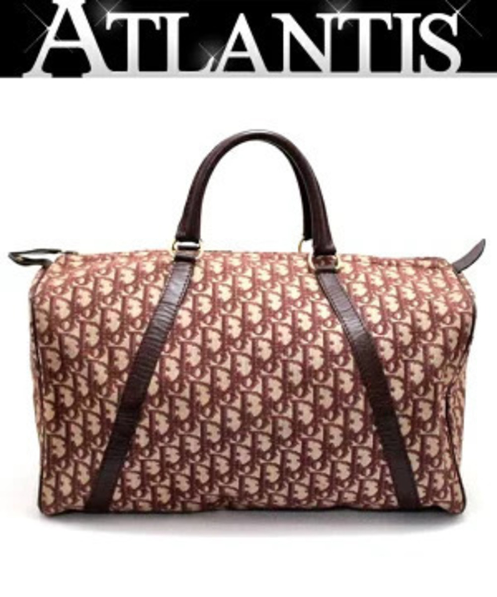 Christian Dior Trotter Boston Bag Canvas Red